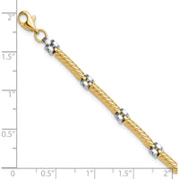 10K Two-Tone Gold Polished Fancy Link Bracelet with Textured Design - 7.75in Length