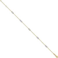 10K Two-Tone Gold Polished Infinity 5-Station Anklet with Adjustable 1" Extender - 10" Length