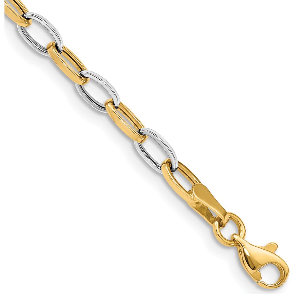 10K Two-Tone Gold Polished Open Link Bracelet with Lobster Clasp - 7.25" Length