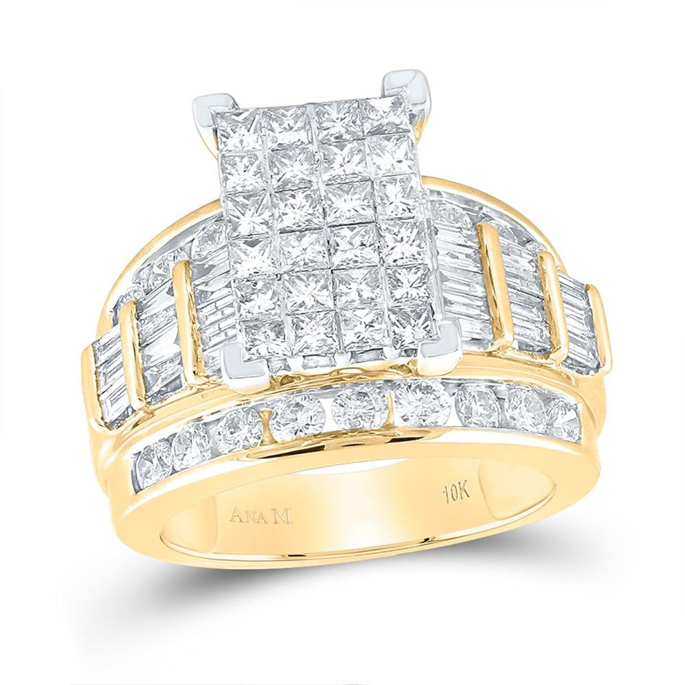 10K Two-Tone Gold Princess Diamond Ring - 3 Carat Total Diamond Weight