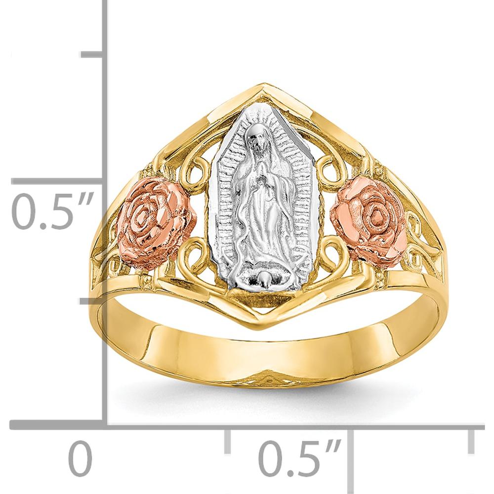 10K Two-Tone Gold Ring with Our Lady of Guadalupe & Rose Gold Accents