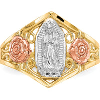 10K Two-Tone Gold Ring with Our Lady of Guadalupe & Rose Gold Accents