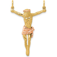 10K Two-Tone Gold Rose Corpus Pendant - Symbol of Faith and Strength