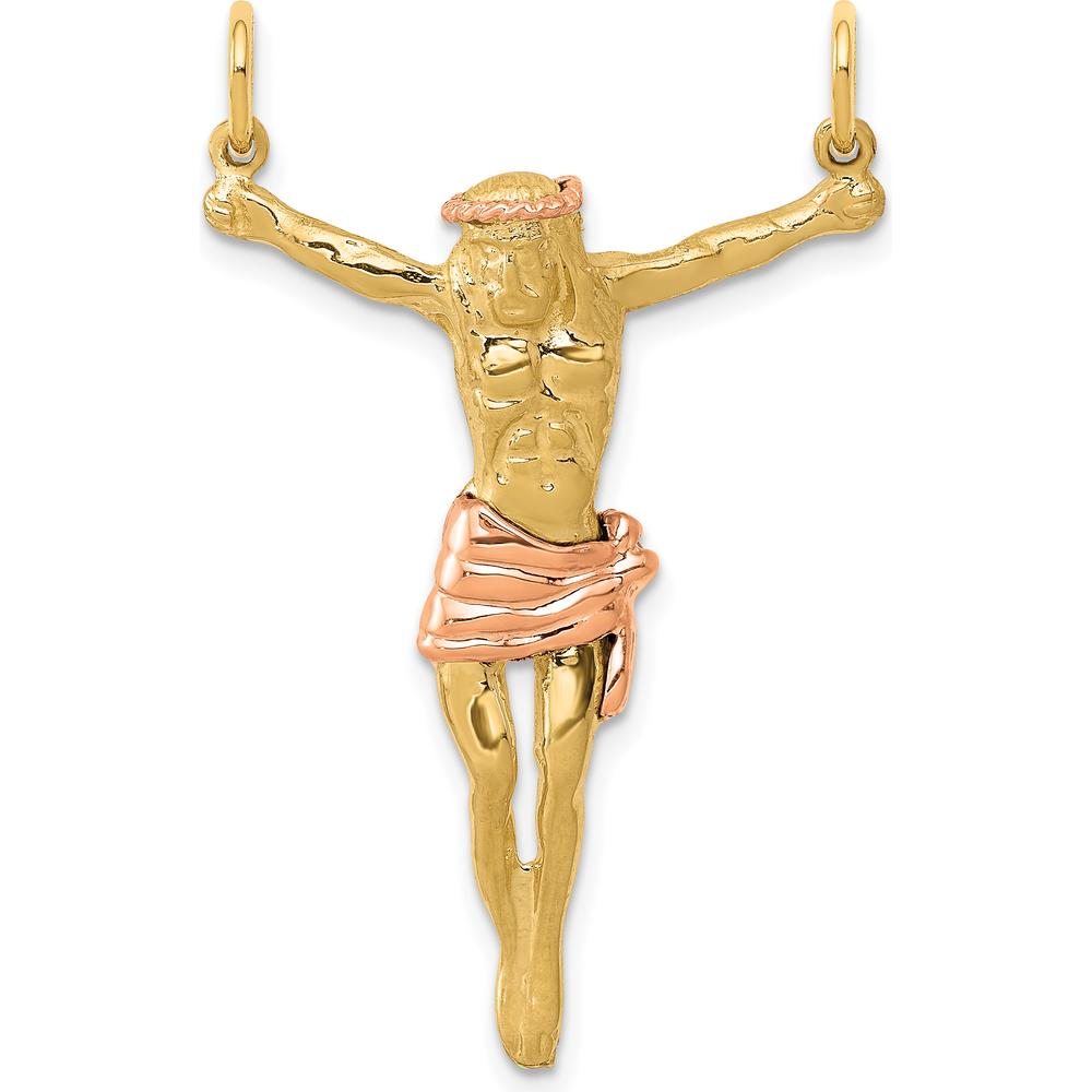 10K Two-Tone Gold Rose Corpus Pendant - Symbol of Faith and Strength