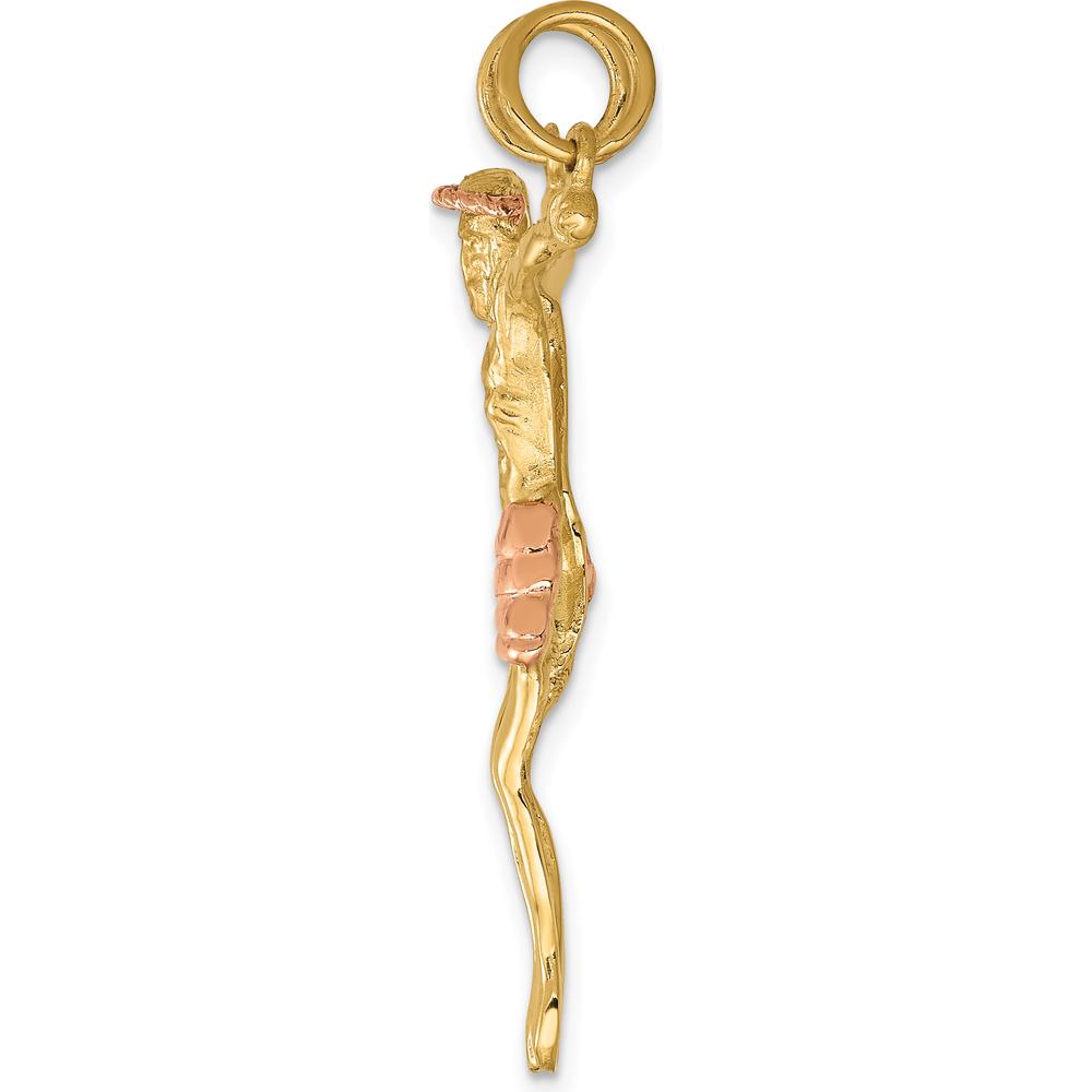 10K Two-Tone Gold Rose Corpus Pendant - Symbol of Faith and Strength