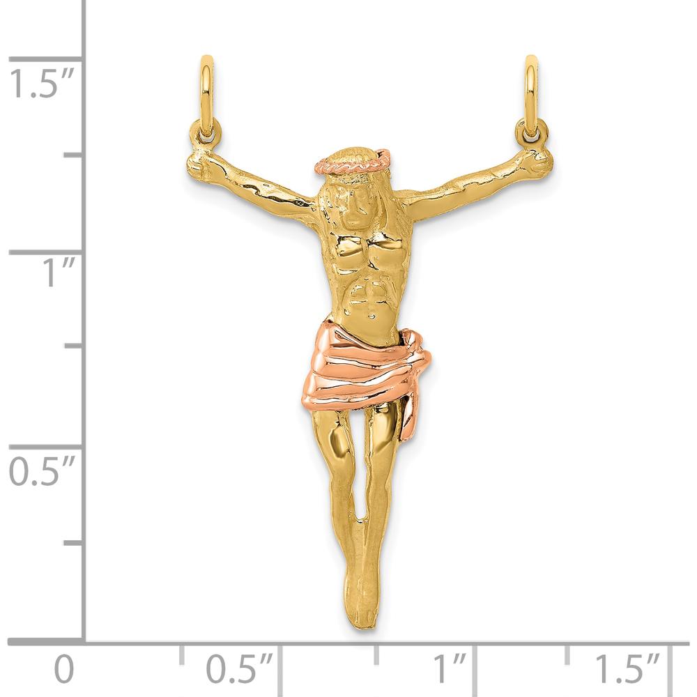 10K Two-Tone Gold Rose Corpus Pendant - Symbol of Faith and Strength
