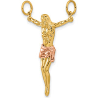 10K Two-Tone Gold Rose Corpus Pendant - Symbol of Faith and Strength