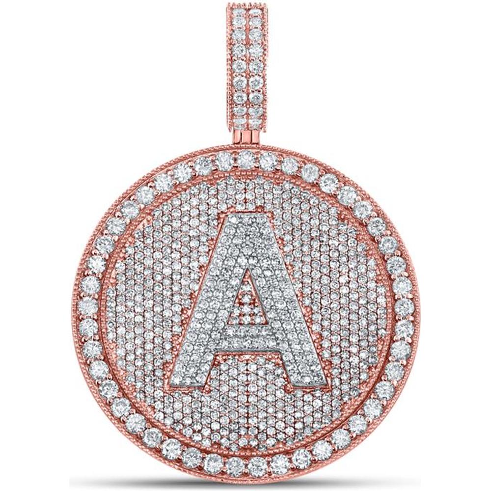10K Two-Tone Gold Round Diamond Circle Pendant with Pave-Set Diamonds - 3.81 Carat Total Diamond Weight