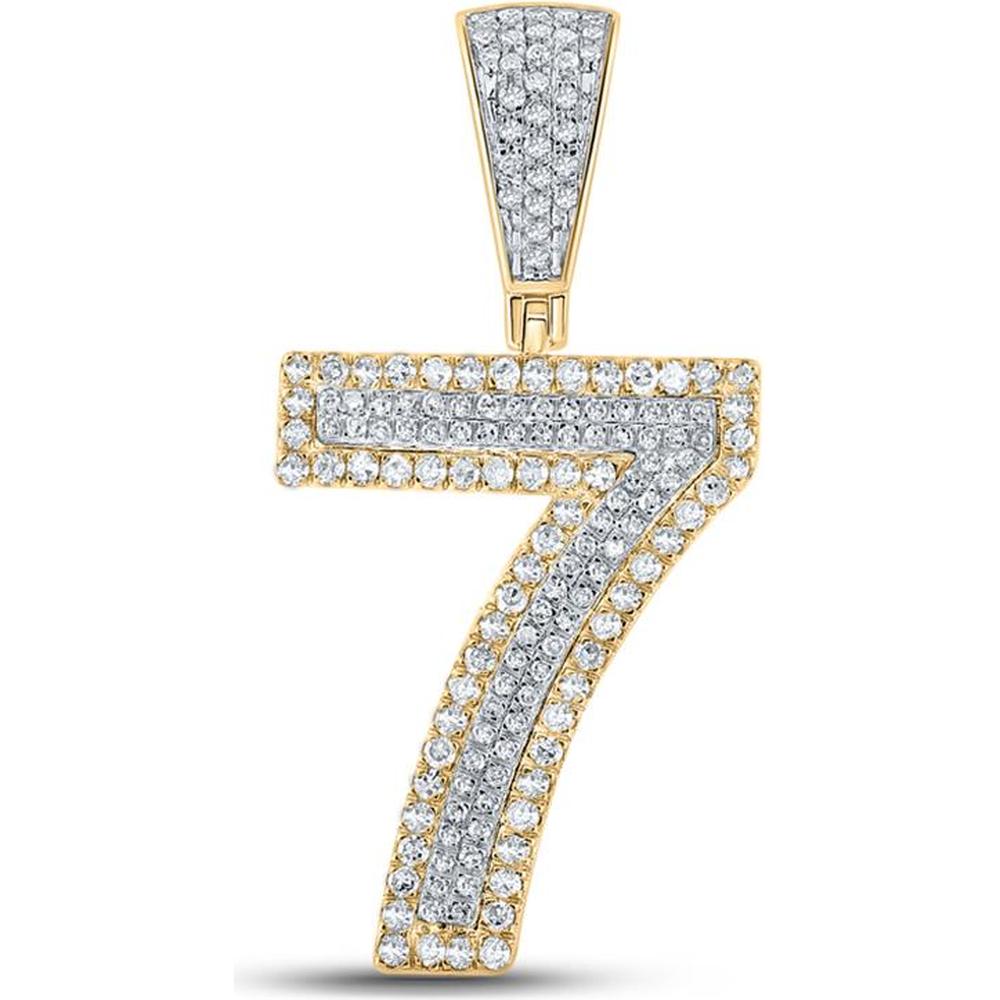 10K Two-Tone Gold Round Diamond Number 7 Pendant - 5/8 Carat Total Diamond Weight