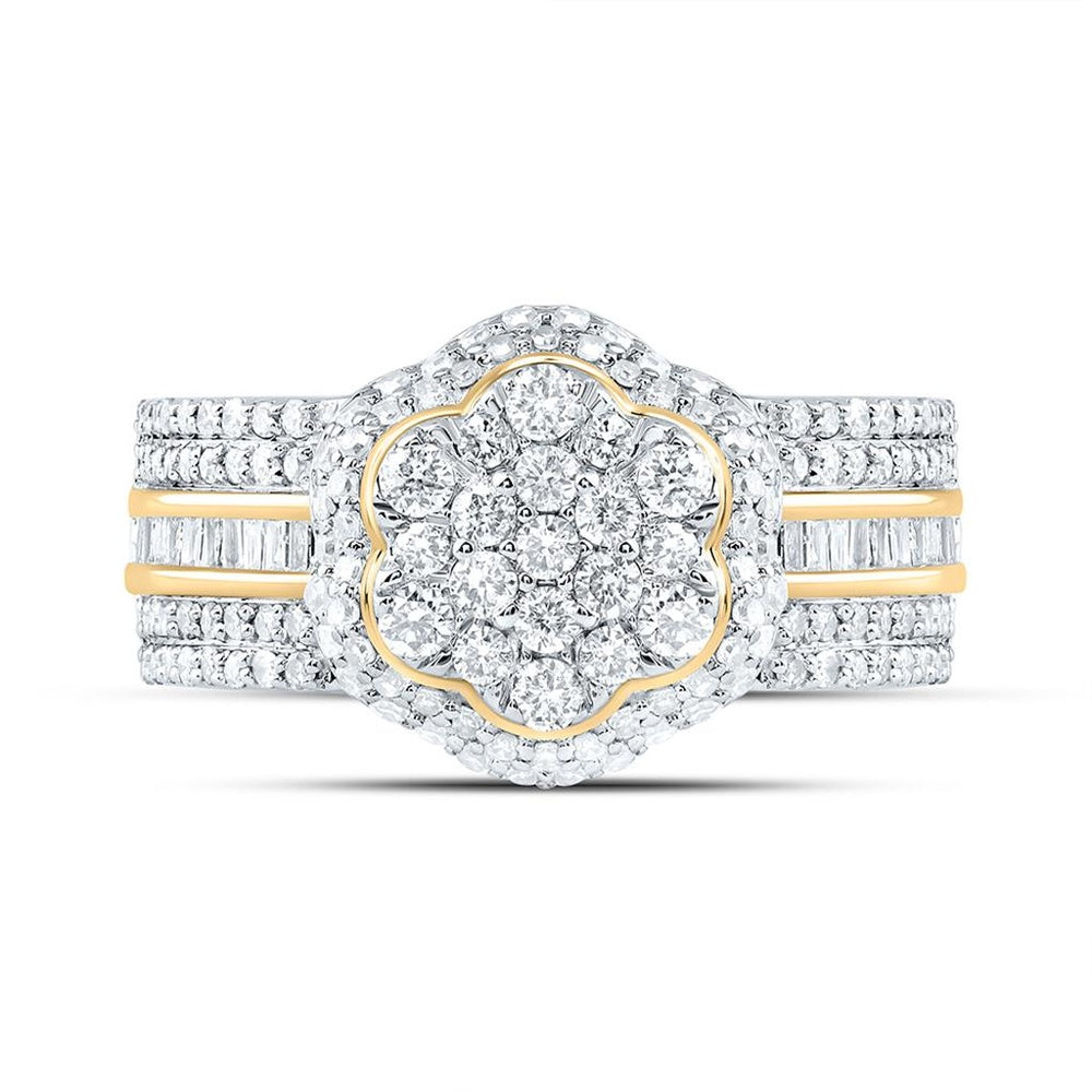 10K Two-Tone Gold Round Diamond Ring - 1 Carat Total Diamond Weight