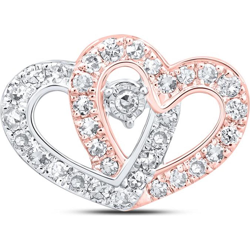 10K Two-Tone Gold Round Diamond Slide Heart Pendant - 0.24 Carat Total Diamond Weight