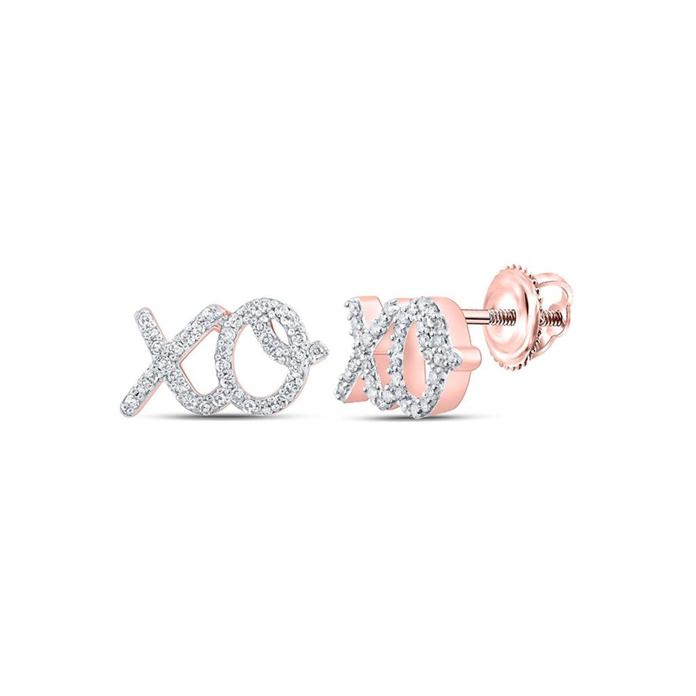 10K Two-Tone Gold Round Diamond Stud Earrings - 1/6 Carat Total Diamond Weight