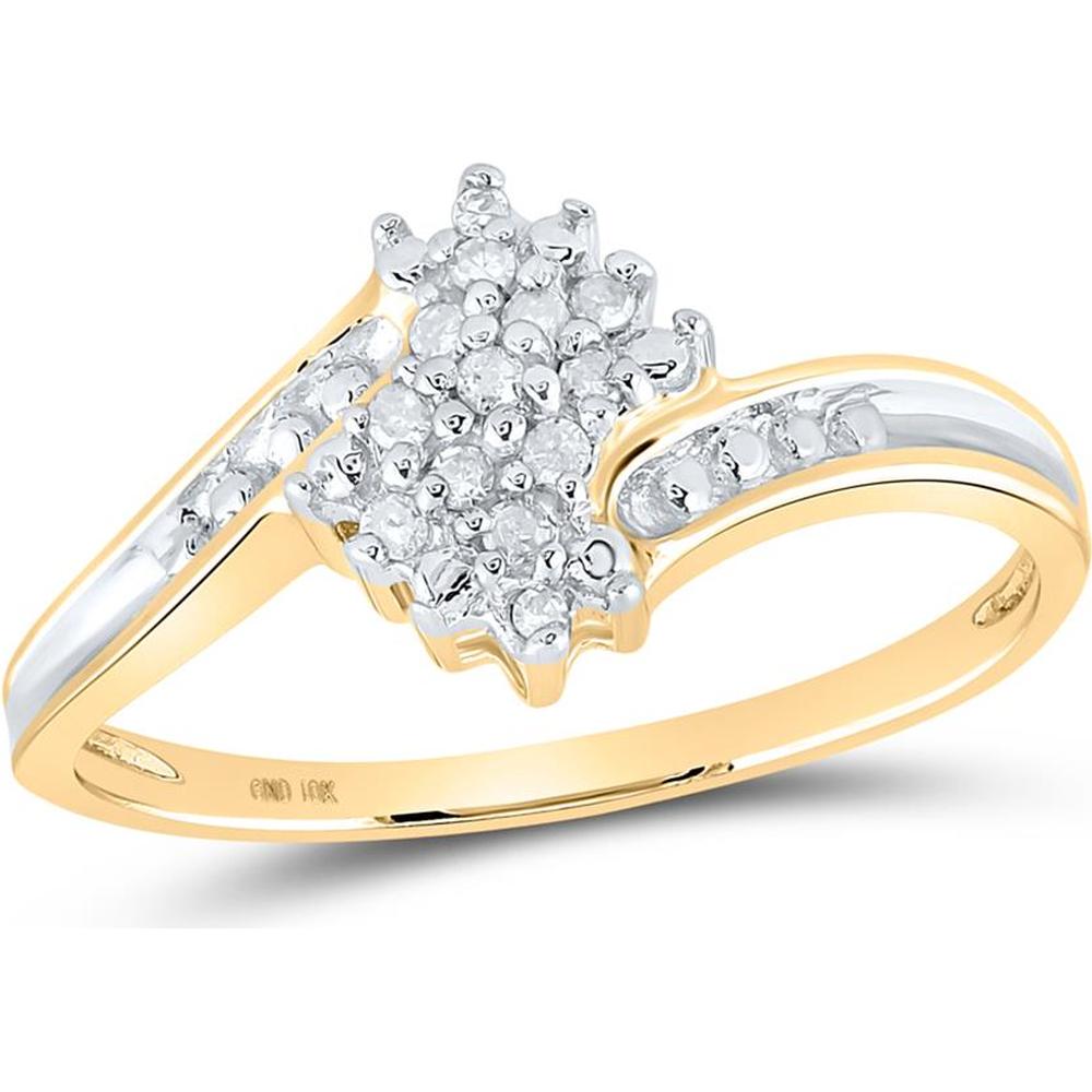 10K Two-Tone Gold Split Shank Ring with Prong-Set Round Diamond Cluster - 0.10 Carat Total Diamond Weight