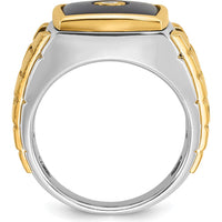 10K Two-Tone Gold Square Men's Ring - Polished Finish by IBGoodman