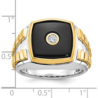 10K Two-Tone Gold Square Men's Ring - Polished Finish by IBGoodman