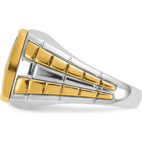10K Two-Tone Gold Square Men's Ring - Polished Finish by IBGoodman