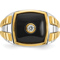 10K Two-Tone Gold Square Men's Ring - Polished Finish by IBGoodman