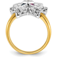 10K Two-Tone Gold Star Masonic Ring with Multi-Color Gemstones and Diamond Accents by IBGoodman