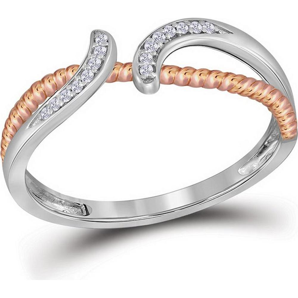 10K Two-Tone Gold Swirl Ring with Prong-Set Round Diamonds - 0.05 Carat Total Diamond Weight