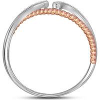 10K Two-Tone Gold Swirl Ring with Prong-Set Round Diamonds - 0.05 Carat Total Diamond Weight