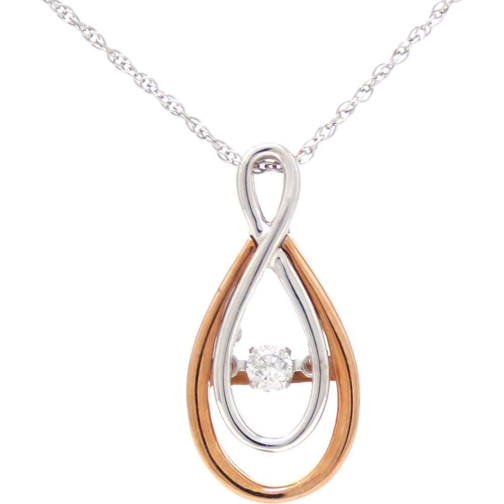 10K Two-Tone Gold Teardrop Pendant with Dancing 0.12 Carat Diamond