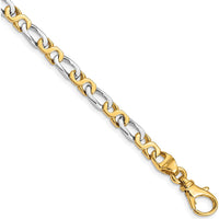 10K Two-Tone Hand Polished 4.8mm Fancy Link Bracelet