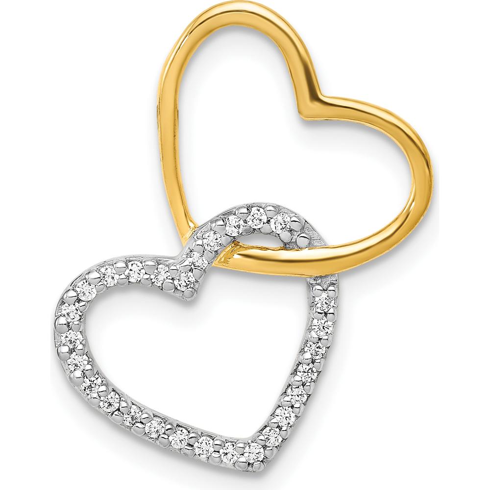 10K Two-Tone Heart Pendant with 1/10 Carat Total Diamond Weight by Oro Pregiato