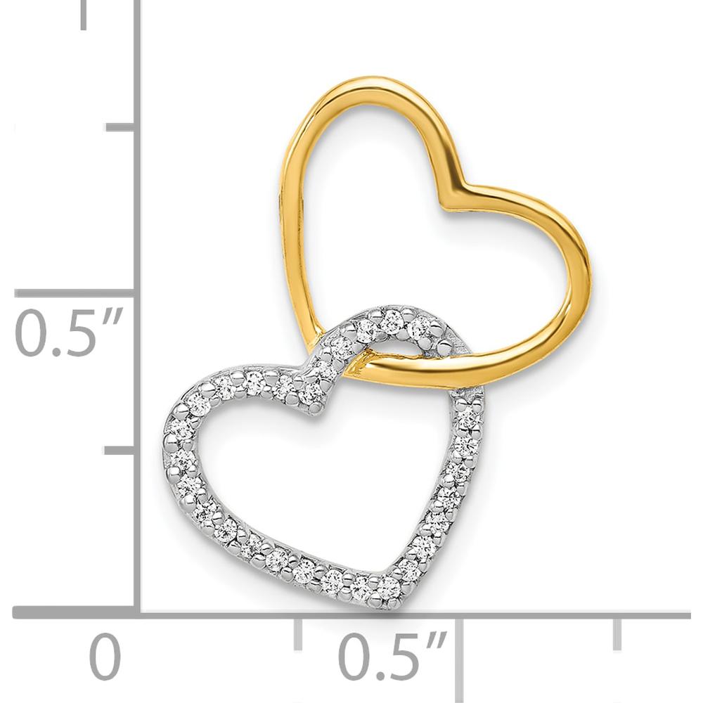 10K Two-Tone Heart Pendant with 1/10 Carat Total Diamond Weight by Oro Pregiato