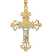 10K Two-Tone INRI Crucifix Pendant in Yellow and White Gold - 48mm Length
