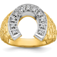 10K Two-Tone Men's Band Ring with Prong Set Round Diamonds - 0.50 Carats Total Diamond Weight by IBGoodman
