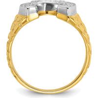 10K Two-Tone Men's Band Ring with Prong Set Round Diamonds - 0.50 Carats Total Diamond Weight by IBGoodman