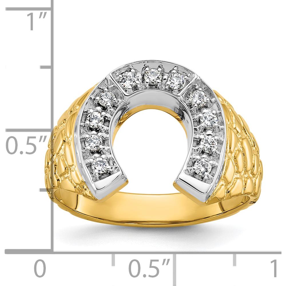 10K Two-Tone Men's Band Ring with Prong Set Round Diamonds - 0.50 Carats Total Diamond Weight by IBGoodman