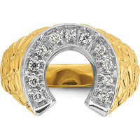 10K Two-Tone Men's Band Ring with Prong Set Round Diamonds - 0.50 Carats Total Diamond Weight by IBGoodman