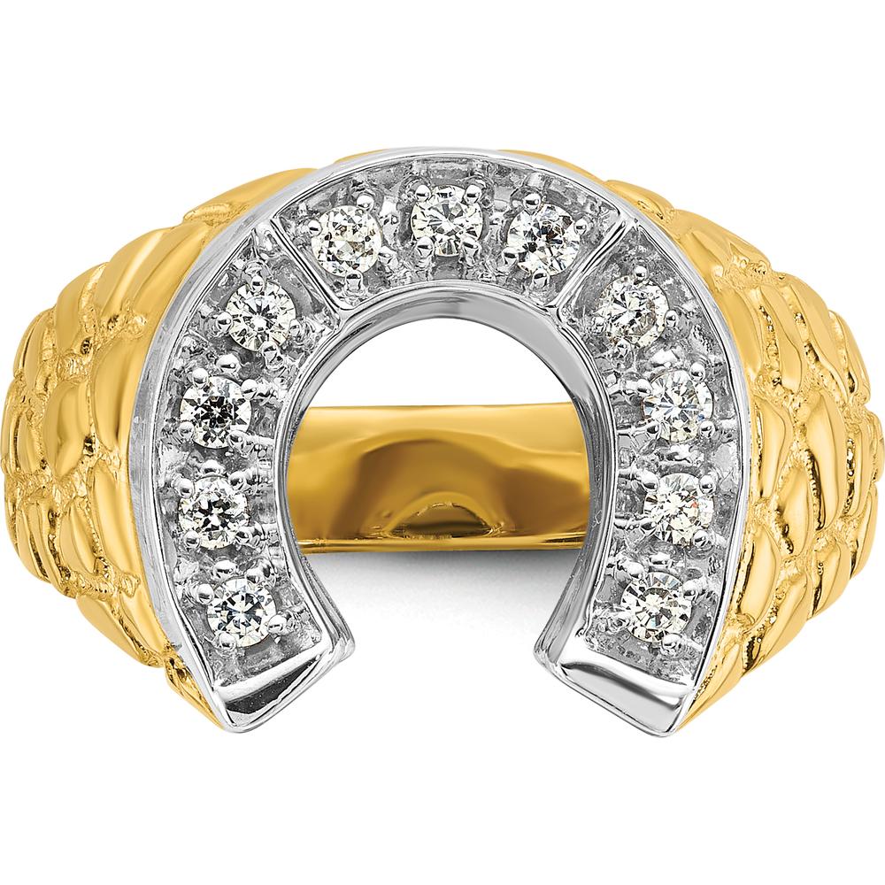 10K Two-Tone Men's Band Ring with Prong Set Round Diamonds - 0.50 Carats Total Diamond Weight by IBGoodman