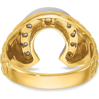 10K Two-Tone Men's Band Ring with Prong Set Round Diamonds - 0.50 Carats Total Diamond Weight by IBGoodman
