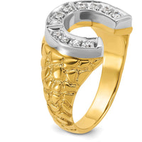 10K Two-Tone Men's Band Ring with Prong Set Round Diamonds - 0.50 Carats Total Diamond Weight by IBGoodman