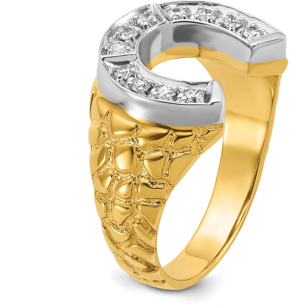 10K Two-Tone Men's Band Ring with Prong Set Round Diamonds - 0.50 Carats Total Diamond Weight by IBGoodman