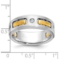 10K Two-Tone Men's Diamond 3-Stone Ring with Polished Satin and Cut-Out Design - 1/6 Carat Total Diamond Weight by IBGoodman