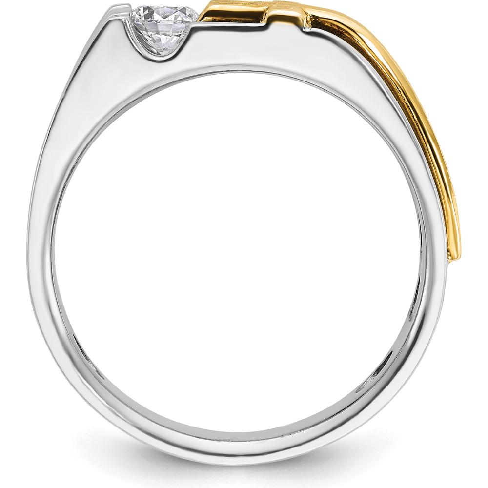 10K Two-Tone Men's Diamond Cross Ring with 1/3 Carat Round A Quality Diamond by IBGoodman