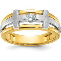 10K Two-Tone Men's Diamond Cross Ring with Polished Satin Finish - 0.20 Carats Diamond by IBGoodman