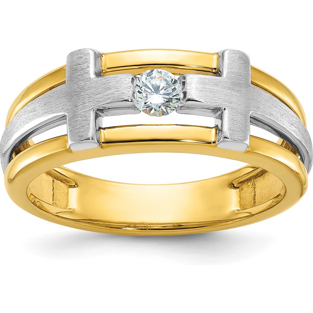 10K Two-Tone Men's Diamond Cross Ring with Polished Satin Finish - 0.20 Carats Diamond by IBGoodman