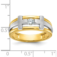 10K Two-Tone Men's Diamond Cross Ring with Polished Satin Finish - 0.20 Carats Diamond by IBGoodman