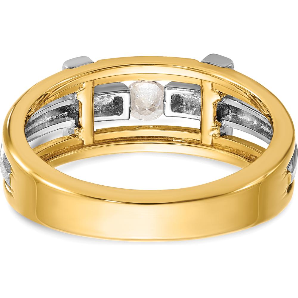 10K Two-Tone Men's Diamond Cross Ring with Polished Satin Finish - 0.20 Carats Diamond by IBGoodman