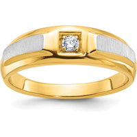 10K Two-Tone Men's Diamond Ring with Polished and Satin Finish - 0.25 Carats Total Diamond Weight by IBGoodman