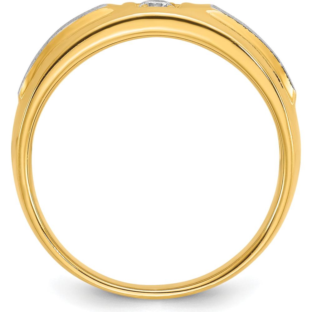 10K Two-Tone Men's Diamond Ring with Polished and Satin Finish - 0.25 Carats Total Diamond Weight by IBGoodman
