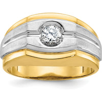 10K Two-Tone Men's Diamond Ring with Polished and Satin Finish - 0.349 Carats Round Diamond by IBGoodman