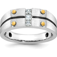 10K Two-Tone Men's Fancy Ring with Princess Cut Diamonds - 0.15 Carats Total Diamond Weight by IBGoodman