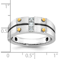 10K Two-Tone Men's Fancy Ring with Princess Cut Diamonds - 0.15 Carats Total Diamond Weight by IBGoodman
