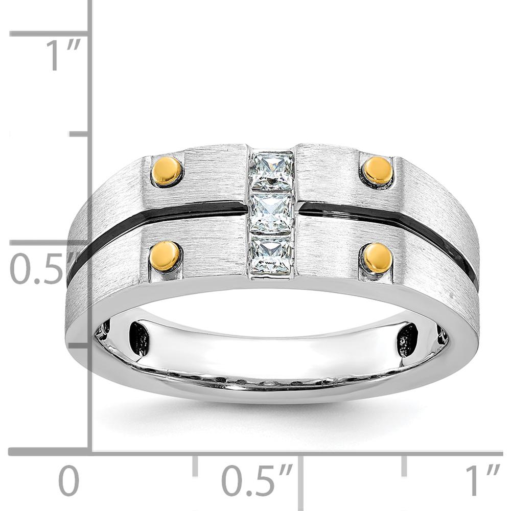 10K Two-Tone Men's Fancy Ring with Princess Cut Diamonds - 0.15 Carats Total Diamond Weight by IBGoodman