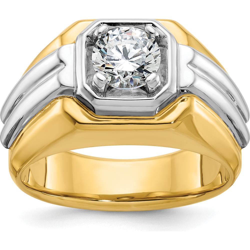 10K Two-Tone Men's Gold Ring with Polished Finish - Classic Geometric Design by IBGoodman
